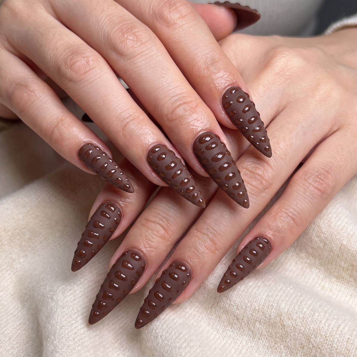 Chocolate Sculpt Stiletto Nails