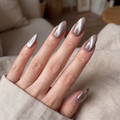 Metallic Taupe Almond Nails