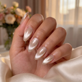 Champagne Pearl Almond Nails